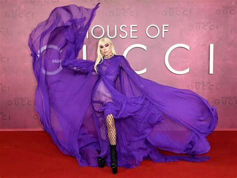 lady gaga house of gucci purple dress|gaga house of gucci.